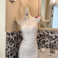 White Strapless Waist-Cinched Slim Fit Rhinestone Embellished Mermaid Sexy Romantic Dress, Wedding Gown gh7636