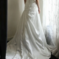 Satin Strapless Mermaid Wedding Dress, Beaded Neckline Twisted Draped Bodice Knot Detail Fitted Mermaid Bridal Gown gh9103
