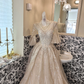 Light Apricot Vintage Elegant Waist-Cinched Figure-Flattering Full Flared Skirt Long Romantic Dress, Wedding Gown gh7749
