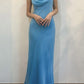 Blaues elegantes, modisches, elegantes Spaghettiträger-Lang-Chiffon-Abendkleid für Brautjungfern, Ballkleid gh3624