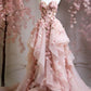 Rosa wunderschöne exquisite florale Spaghettiträger lang elegant süß Tüll bodenlang Schleppe Ballkleid Abendkleid Brautkleid Abschlussballkleid Flower Fairy gh3272