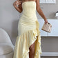 Girlhomeshops - Robe de bal longue en mousseline à volants bleu/bordeaux/jaune/violet gh5929