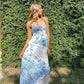 Blue Elegant Floral Delicate Lace Long Ball Gown Birthday/Garden Party Dress Evening Dress Prom Dress Holiday Date Night Dress gh4109