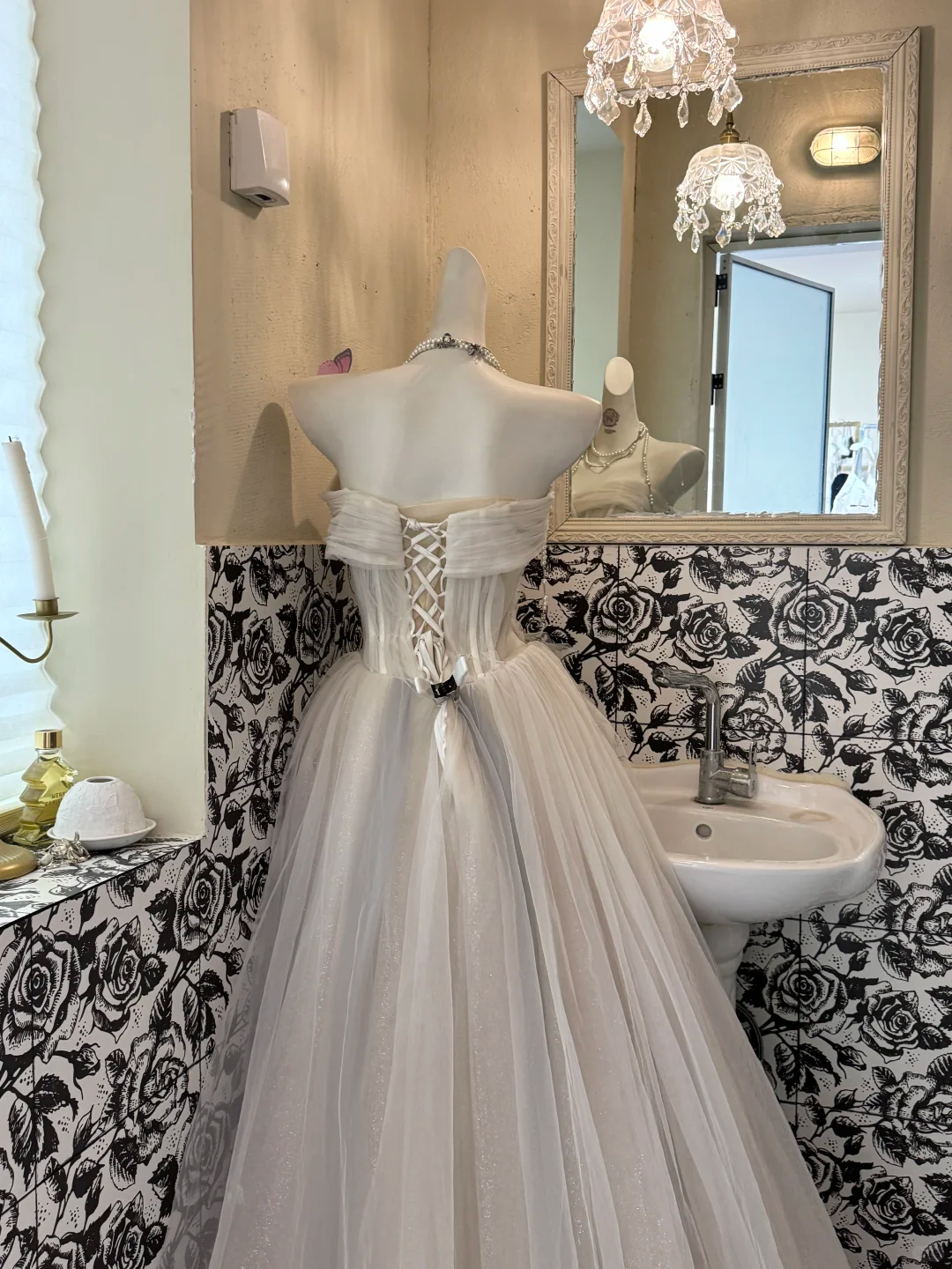 Ivory Strapless Waist-Cinched Full Flared Minimalist Elegant Romantic Dress, Wedding Gown gh7521