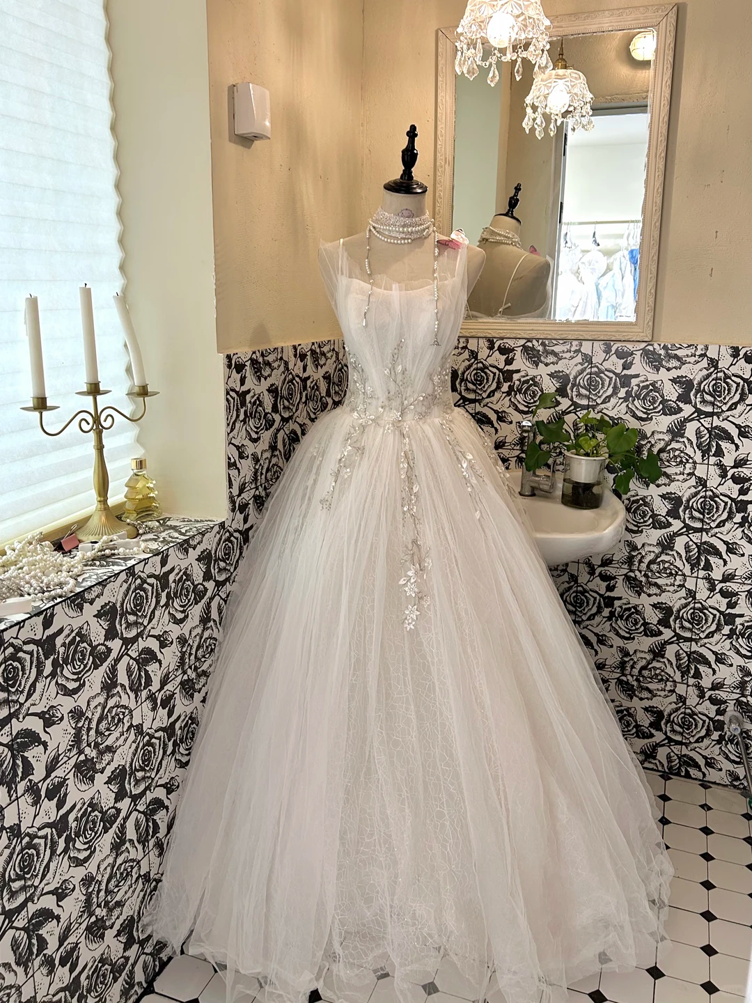 White Spaghetti Strap Waist-Cinched Voluminous Princess Skirt Elegant Romantic Dress, Wedding Gown gh7658