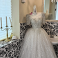 Ivory Wedding Dress with Silver Sequin Decorations, Fairy Princess Full Skirt Romantic Gown, Bridal Gown gh7525