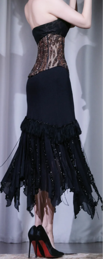 ✨Girlhomeshops-Black Corset Mermaid Party Dress Strapless Beaded Formal Gown gh9994