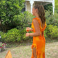 Orange Fashion Gradient Spaghetti Strap Lange Rüschen Elegante Chiffon Ballkleid prom kleid Abendkleid Urlaub Party Kleid gh3319
