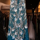 Royal Blue Halter Illusion Neck Sequin Hand Beaded Rhinestone High Slit Long Evening Prom Dress gh9779