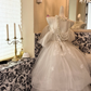 Ivory Spaghetti Strap Off-Shoulder Waist-Cinched Tiered Puffy Cake Skirt Romantic Dress, Wedding Gown gh7518