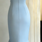 Strapless Light Blue Corset Bodice Evening Gown Beaded Tulle Top Mermaid Midi Formal Dress gh9467