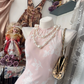Vintage Blush Pink Sleeveless White Print Fitted Waist Slim Prom & Evening Party Dress gh8488