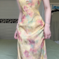 New Chinese Style Sleeveless Modified Qipao Evening Gown, Watercolor Floral Print Stand‑Collar Slit Qipao With Wide‑Leg Underskirt Formal Dress gh8977