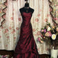 Robe de soirée bordeaux rétro élégante et exquise, à épaules dénudées, sans manches, en satin, longueur au sol, avec strass, gh4210