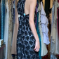 Black Halter High Neck Evening Gown Sleeveless Floral Lace Beaded High Slit Long Prom Dress gh9720