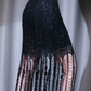 ✨Girlhomeshops-Black Spaghetti Strap Prom Gown Sequin Beaded Long Fringe Bodycon Evening Dress gh10073
