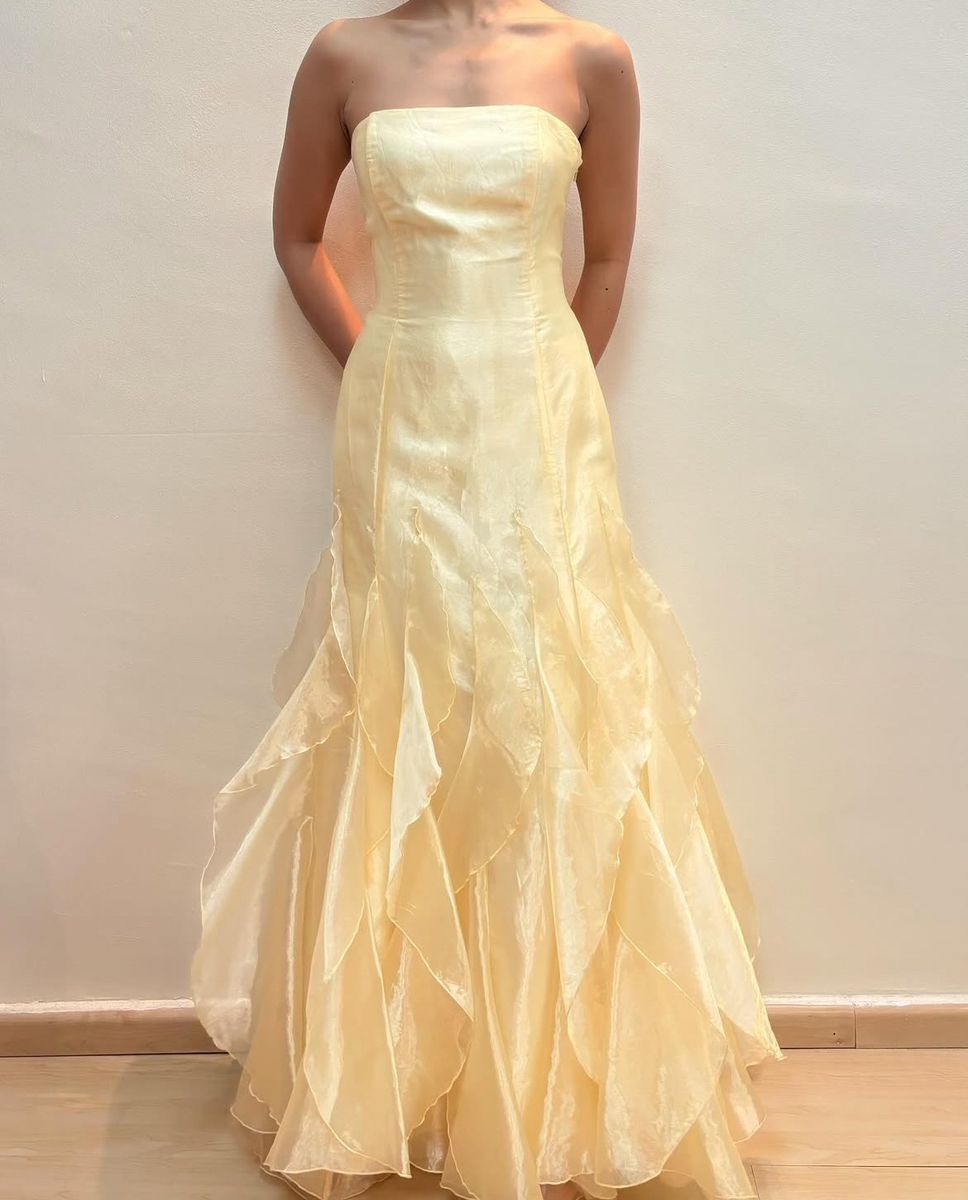 Girlhomeshops--Yellow fashion long tulle prom dress graduation dress gh5526