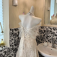 Ivory Bow Neckline Waist-Cinched Elegant Classic Romantic Dress, Wedding Gown gh7600