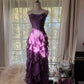 Romantic Purple Ruffle Chiffon Sleeveless Long Elegant Ball Gown Evening Dress Birthday Party Dress gh4270