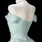 Mint Green One Shoulder Waist-Cinched Long Evening Dress, Fairy Gown, Romantic Gown gh7370