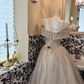 Light Gray Strapless Waist-Cinched Voluminous Full Skirt Luxury Romantic Dress, Wedding Gown gh7622