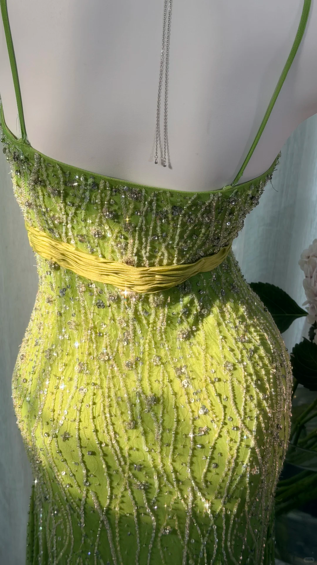 Avocado Green Heavy Beaded Rhinestone Mermaid Prom Dress, Sweetheart Spaghetti Strap Tulle Long Evening Gown, Gradient Green Formal Party Dress gh9491
