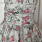 Vintage Halter Neck Floral Midi Dress, Sleeveless Off‑Shoulder High Halter Collar Wide Waistband Full Pleated Swing Skirt Rose Print Cocktail Gown gh9087