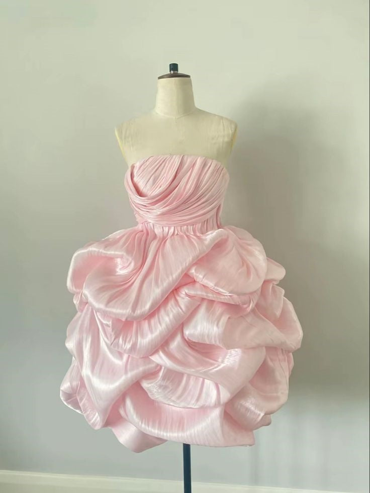 Rosa Süßes Kurzes Satin Homecoming Kleid Geburtstagskleid gh4629