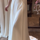 White Vintage Greek Style Wedding Gown, Sleeveless Deep V‑Neck Beaded Pearl Tassel Waist Ornament Chiffon A‑Line Bridal Dress gh9071