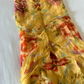 Yellow Vintage Printed Halter Fitted Waist Tiered Long Prom & Evening Party Dress gh8455