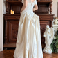 Off‑White Vintage V Off‑the‑Shoulder Lace Short Sleeve Floral Lace Appliqué Fitted Waist Textured Fabric Long Train Prom Gown, Wedding Dress gh8621