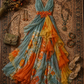 ✨Girlhomeshops-V Neck Sleeveless Floral Print Color Block Chiffon Dress with 3D Flower Waist gh10291