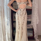 Champagne Halter Gold Beaded Embroidery Vintage Mermaid Floor Length Evening Dress gh9316