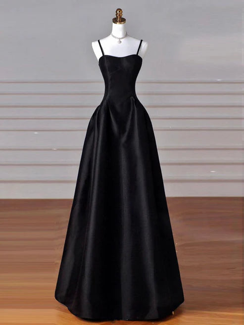 Schwarz/Rot/Marineblau, elegant, schlicht, modisch, A-Linie, Satin, lang, Ballkleid, Abendkleid, Partykleid, Ballkleid gh3573