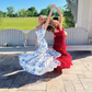 ✨Girlhomeshops-Sexy A-Linien langes blaues Blumen-Ballkleid Blaues und weißes Partykleid gh10163