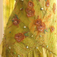 Olive Green Vintage Midi Prom Dress Spaghetti Straps Sweetheart Beaded 3D Flower Fringe Cocktail Gown with Choker Scarf gh9595