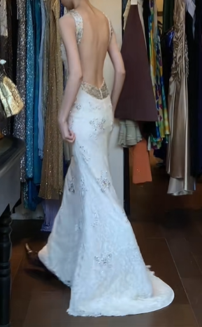 Ivory Halter Long Formal Gown Lace Applique Rhinestone Beaded Mermaid Prom Dress gh9638