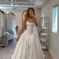 Minimalist High-End Style Spaghetti Strap Strapless Gown | White Satin Ballgown Maxi Dress for Wedding Bridal Engagement Luxury Dinner gh6432