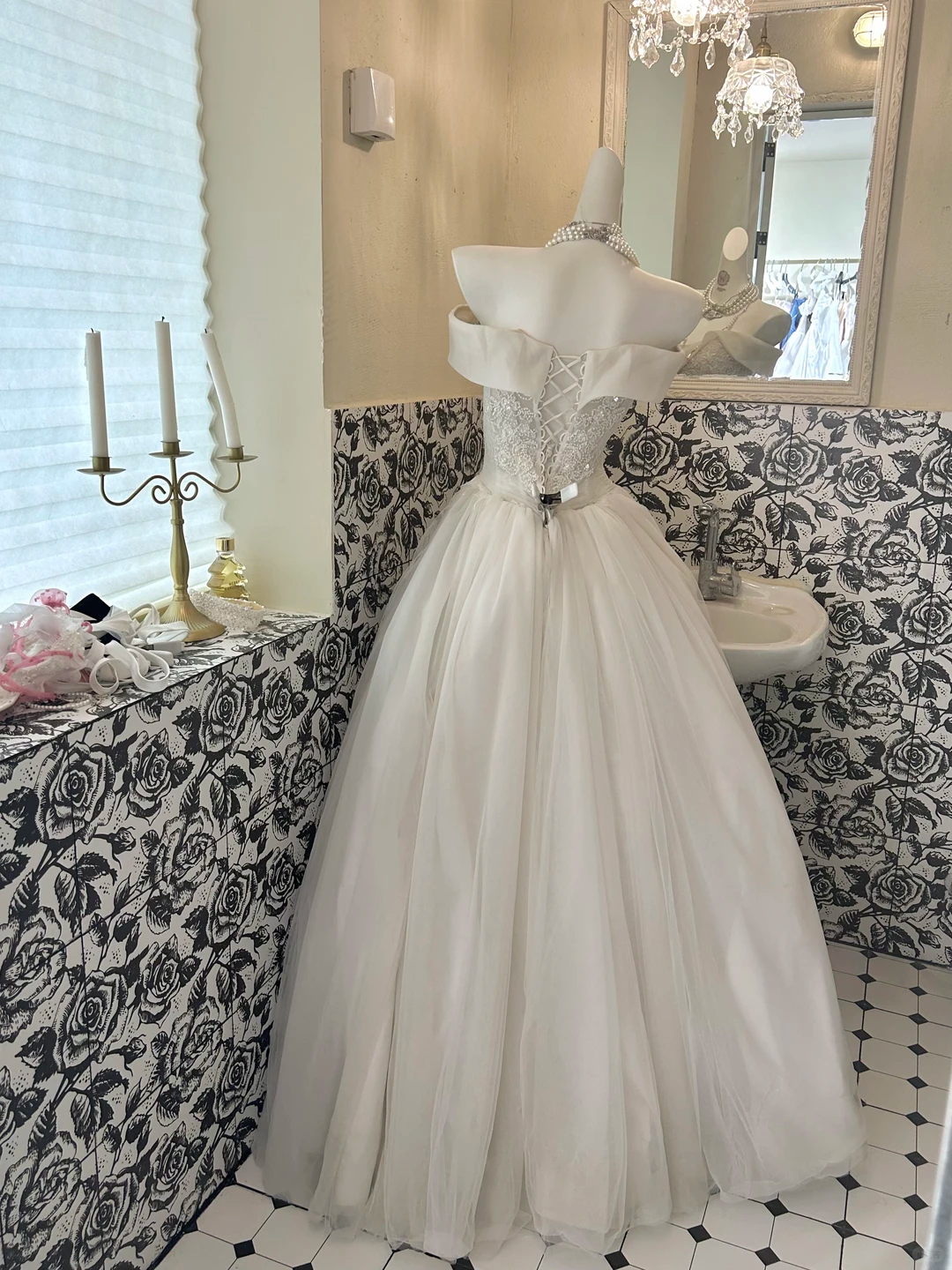 Ivory Off-the-Shoulder Waist-Cinched Voluminous Princess Full Skirt Long Romantic Dress, Wedding Gown gh7689
