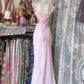 Sexy Vintage Blush Pink Spaghetti Strap Fitted Waist Slim Bodycon Prom & Evening Party Dress gh8487