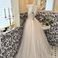 Ivory Gown with Silver Decorations, Strapless Waist-Cinched Voluminous Skirt Luxury Romantic Dress, Wedding Gown gh7682