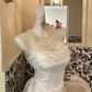 White Strapless Waist-Cinched Satin Minimalist Luxury Long Romantic Dress, Wedding Gown gh7603