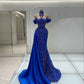 Blau Luxus wunderschöne Mode exquisite Perlen lange elegante Satin Ballkleid Abendkleid Partykleid gh3418