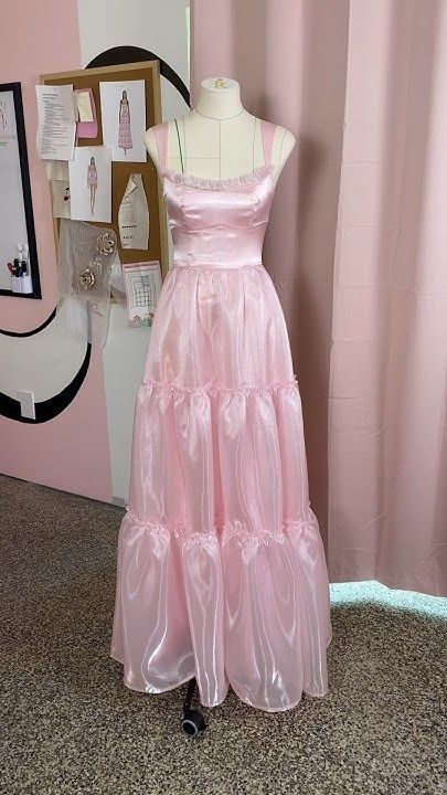 Rosa Mode Elegante Glänzende A-linie Spaghetti Strap Lange satin Spitze Ballkleid, Abendkleid, Party Kleid gh3517