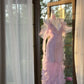 Lilac Romantic Lace Elegant Long Chiffon Ball Gown Evening Dress Party Dress Date Dress gh4613