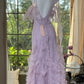Lilac Romantic Lace Elegant Long Chiffon Ball Gown Evening Dress Party Dress Date Dress gh4613