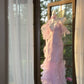 Lilac Romantic Lace Elegant Long Chiffon Ball Gown Evening Dress Party Dress Date Dress gh4613