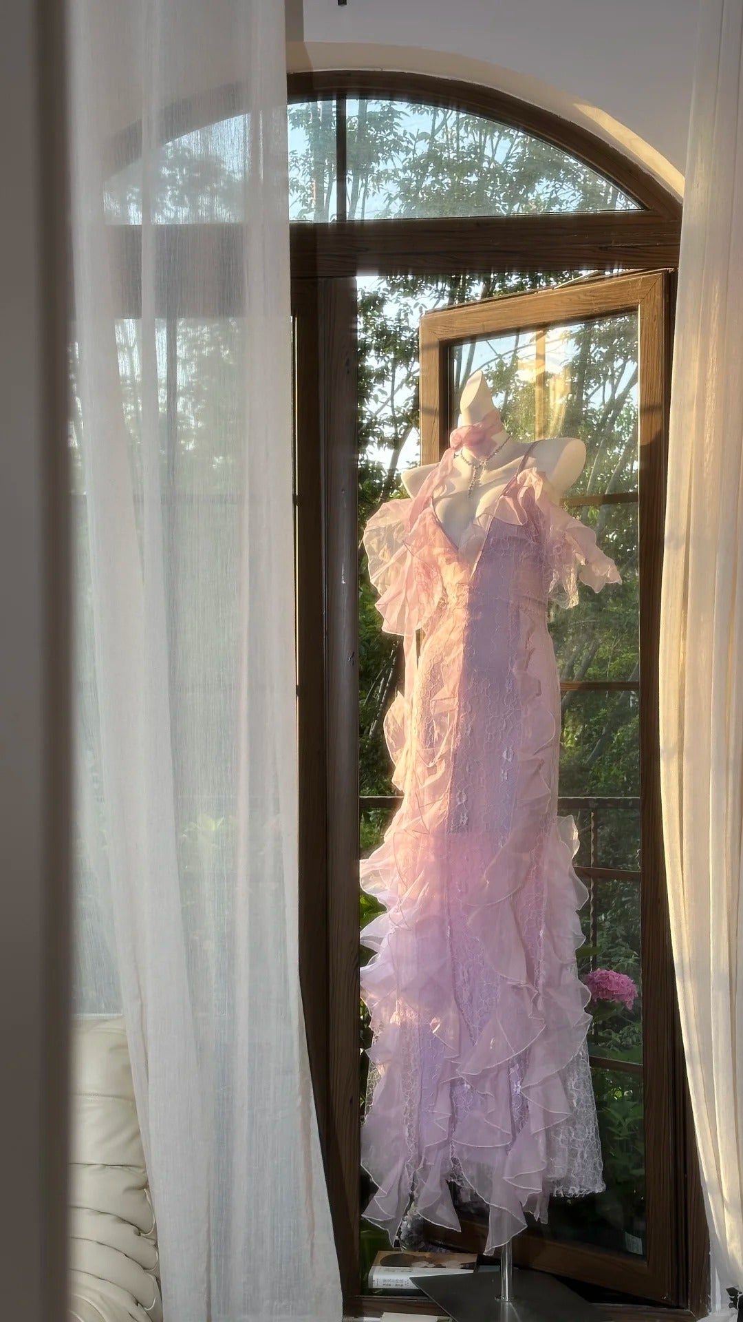 Lilac Romantic Lace Elegant Long Chiffon Ball Gown Evening Dress Party Dress Date Dress gh4613