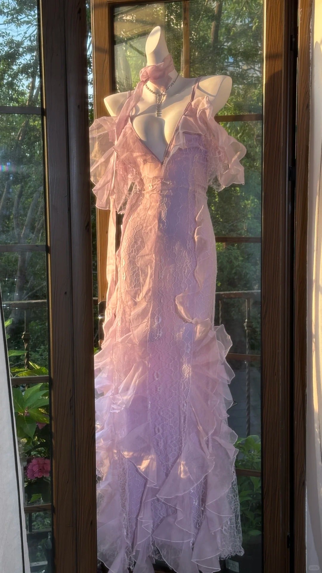 Lilac Romantic Lace Elegant Long Chiffon Ball Gown Evening Dress Party Dress Date Dress gh4613