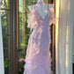 Lilac Romantic Lace Elegant Long Chiffon Ball Gown Evening Dress Party Dress Date Dress gh4613